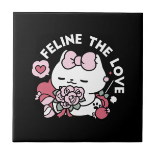 Feline the Love - Cute Valentine’s Cat Design Tile