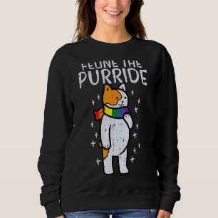 Feline The Purride Cat Straight Ally Lgbtq Gay Pri Sweatshirt