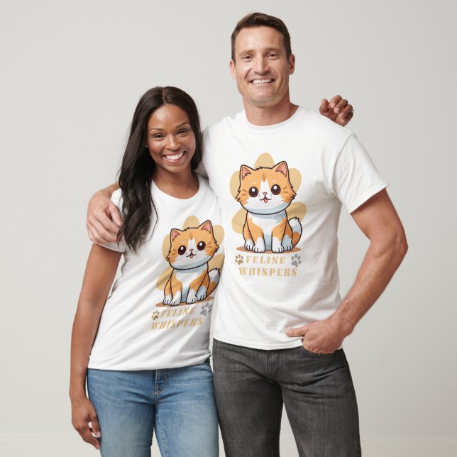 Feline Whispers Cute Cat T-Shirt (Unisex)