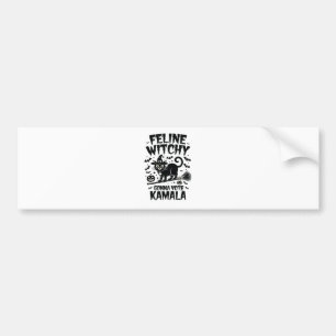 Feline Witchy Gonna Vote Kamala Halloween  Bumper Sticker