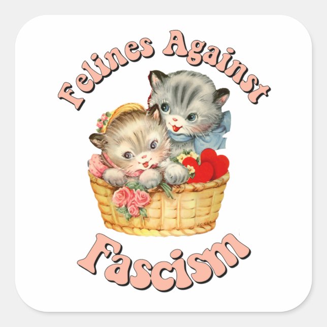 Felines Against Fascism Square Sticker (Front)