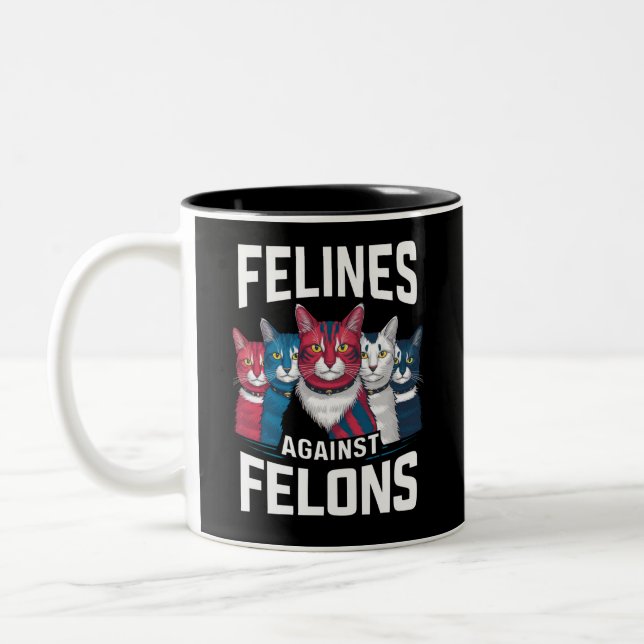 Felines Against Felons  Two-Tone Coffee Mug (Left)