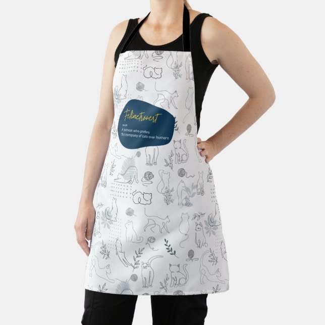 Felinetrovert for cat lovers white colour apron (Insitu)