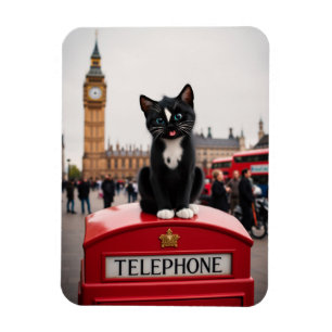 Felini on the Red Phone Booth: A London Adventure Magnet