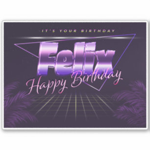 Felix Name Vorname lila retro Sticker Geburtstag