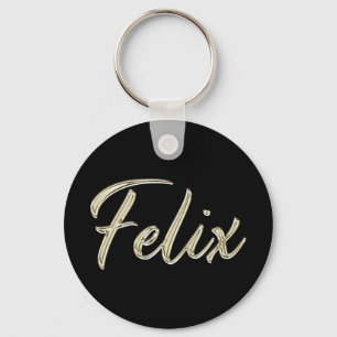 Felix Name whitegold Button Schlüsselanhänger Keychain