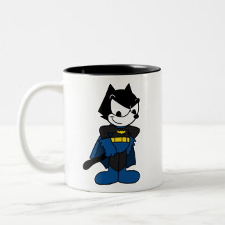 Felix the Hero — Cute Cartoon Superhero Design Two-Tone Coffee Mug