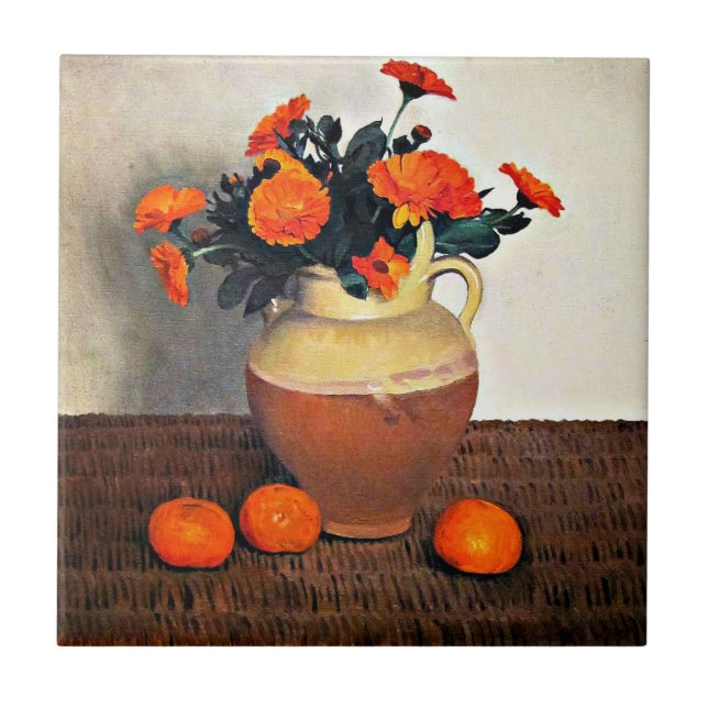 Felix Vallotton art, Marigolds and Tangerines Tile (Front)