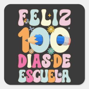 Feliz 100 Días de Escuela: Celebrando el Logro Edu Square Sticker