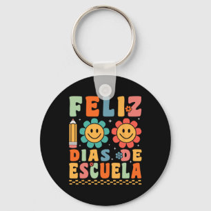 Feliz 100 Dias De Escuela Groovy 100 Days Spanish Keychain