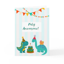  Feliz Aniversário Cartão Dinossauro Portuguese