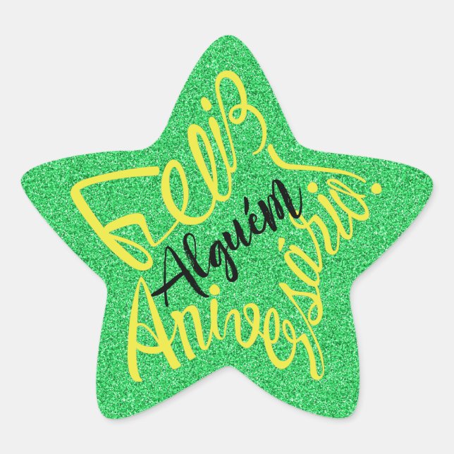 Feliz Aniversário em forma de estrela Star Sticker (Front)