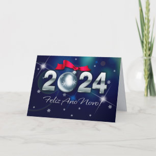 Feliz Ano Novo 2024. Carte du Nouvel An en portuga