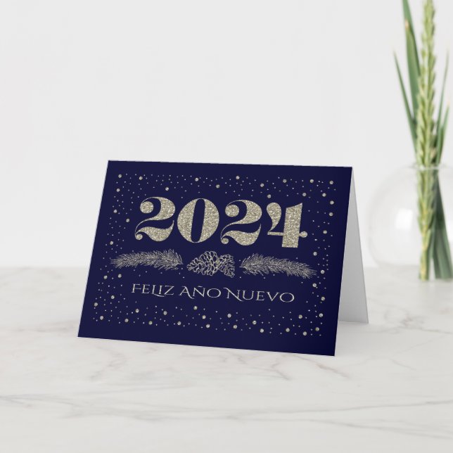 Feliz Año Nuevo 2024. Carte de nouvelle année en e (Devant)