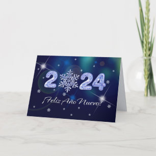 Feliz Año Nuevo 2024. Carte du Nouvel An en espagn