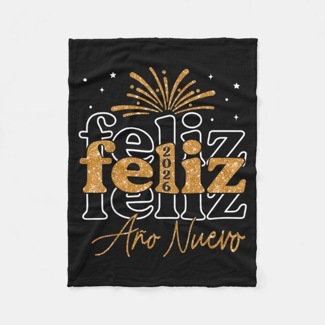 Feliz Año Nuevo 2026 Spanish New Years Eve Party  Fleece Blanket (Front)