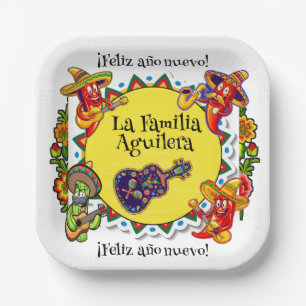 Feliz Ano Nuevo - Spanish Happy New Year  Paper Plate