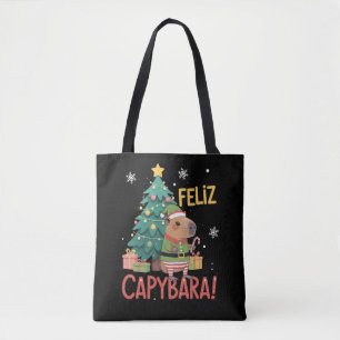 Feliz Capybara Elf Xmas Christmas Tree Tote Bag