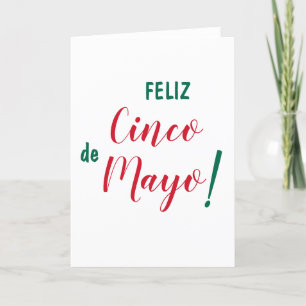 Feliz Cinco de Mayo Green White Red Script Brush Card