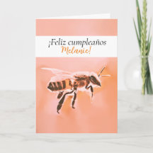 Feliz cumpleaños - Carte d'anniversaire d'abeilles