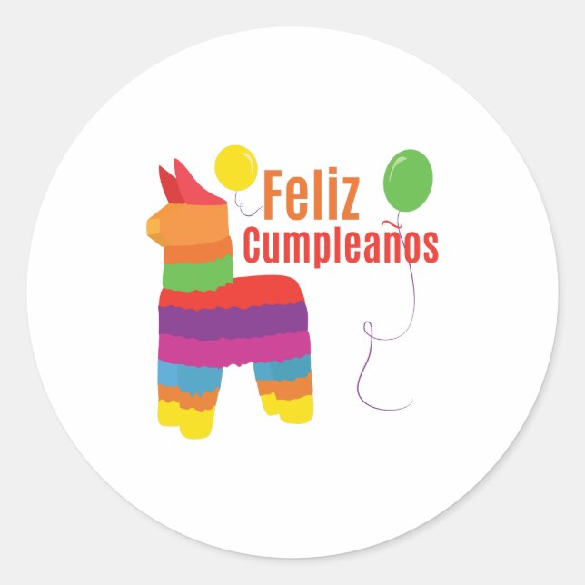 Feliz Cumpleanos Classic Round Sticker (Front)