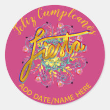 Feliz Cumpleanos FIESTA Folk Flowers Personalized