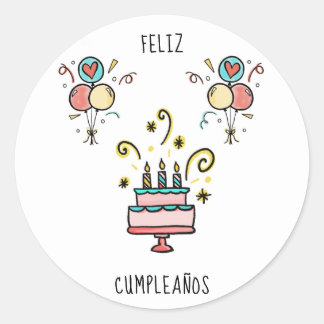 Feliz Cumpleaños | Happy Birthday Classic Round Sticker