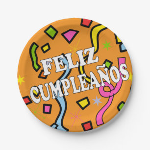 Feliz Cumpleanos Happy Birthday in Spanish Paper Plate