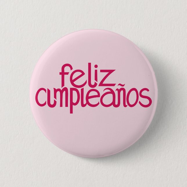 Feliz Cumpleaños hot pink Button (Front)
