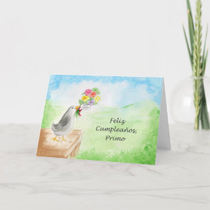 Feliz Cumpleanos Primo, Pajaro con Flores Card