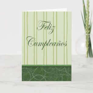 Feliz Cumpleaños Spanish Birthday green stripes Card