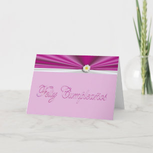 Feliz Cumpleaños Spanish Birthday with flower sil Card
