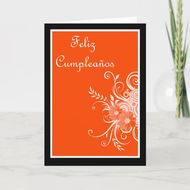 Feliz Cumpleaños Spanish Birthday with flowers Card (Front)