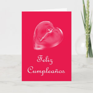 Feliz Cumpleaños Spanish Birthday with love heart Card