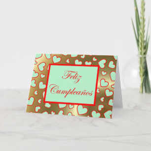 Feliz Cumpleaños Spanish Birthday with love hearts Card