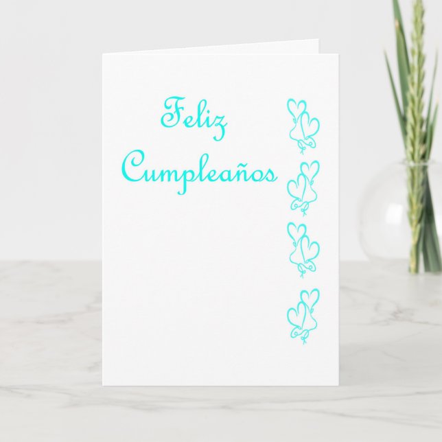 Feliz Cumpleaños Spanish Birthday with love hearts Card (Front)