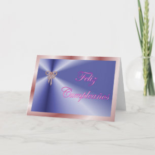 Feliz Cumpleaños Spanish Birthday with pearl bow Card