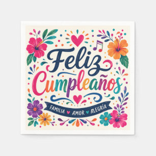Feliz Cumpleaños Spanish Floral Fiesta Napkin
