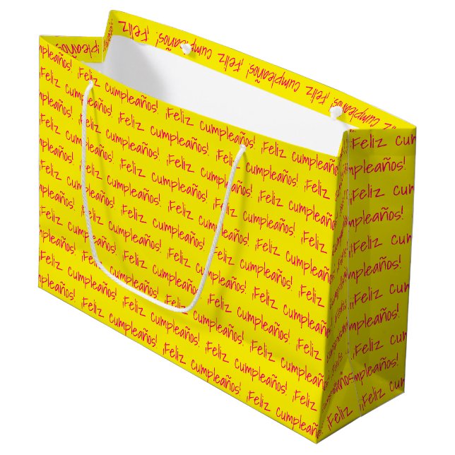 Feliz Cumpleaños Spanish Happy Birthday Fiesta Large Gift Bag (Front Angled)