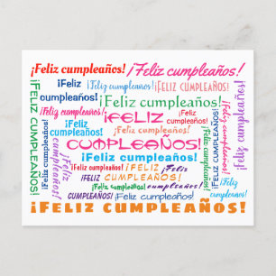 Feliz Cumpleaños Spanish Happy Birthday Word Clou Postcard