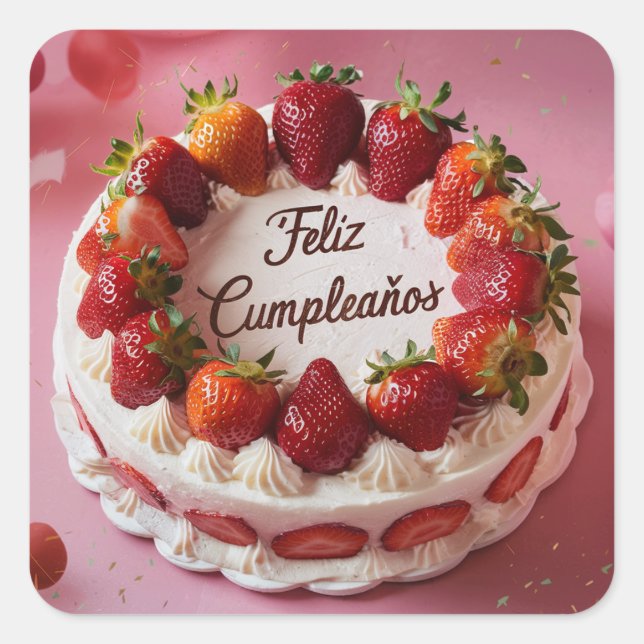 Feliz Cumpleaños  Square Sticker (Front)
