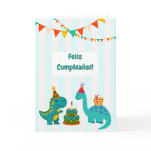  Feliz Cumpleaños Tarjeta Dinosaurio Spanish Card