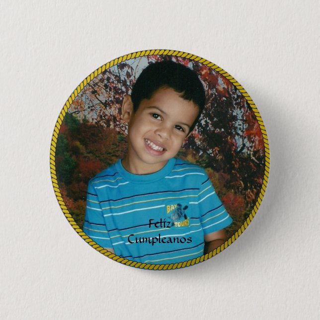 feliz cumpleanos template, ready to personalize 2 inch round button (Front)