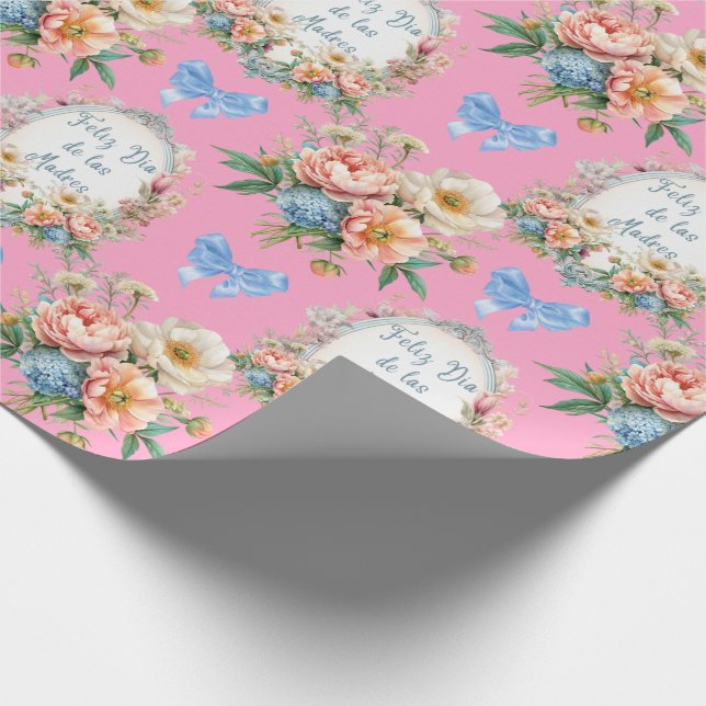 Feliz Dia De Las Madres In Pink Wrapping Paper (Corner)