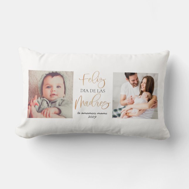 Feliz Dia De Las Madres Mother's Day 2 Photo Lumbar Pillow (Front)