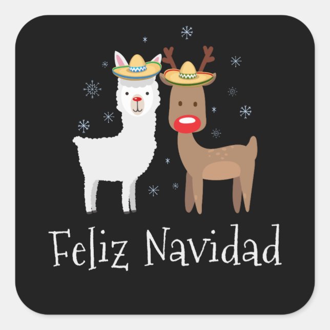 Feliz Llamadad Navidad Christmas Llama Gift Square Sticker (Front)