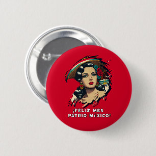 Feliz Mes Patrio Mexico Mexican Independence 2 Inch Round Button