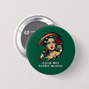 Feliz Mes Patrio Mexico Mexican Independence  2 Inch Round Button