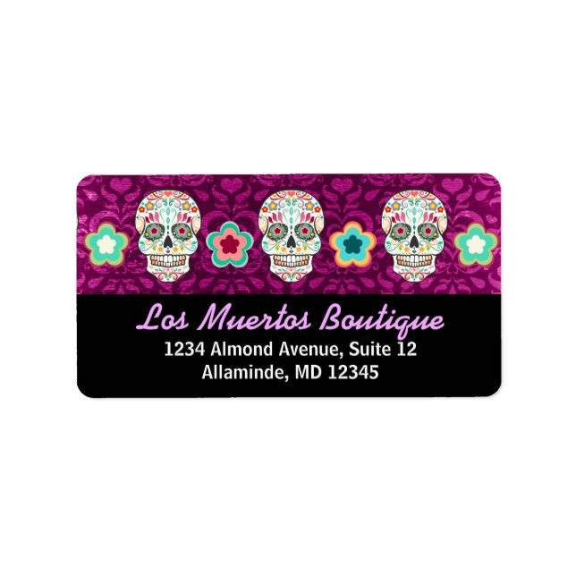 Feliz Muertos - Custom Sugar Skull Address Labels (Front)