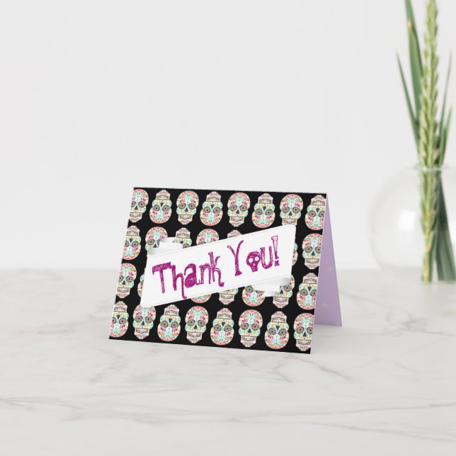 Feliz Muertos - Custom Sugar Skull Thank You Card (Front)